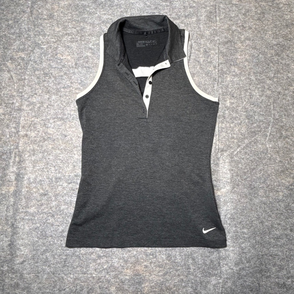 Nike Golf Dri-FIT Racerback Polo Tank Top Womens XS Dark Gray Heather Sleeveless